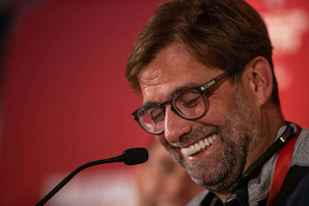 DOHA, QATAR - Tuesday, December 17, 2019: Liverpool's Jurgen Klopp during a press conference at the Khalifa Stadium ahead of the FIFA Club World Cup Semi-Final match between CF Monterrey and Liverpool FC. (Pic by David Rawcliffe/Propaganda)