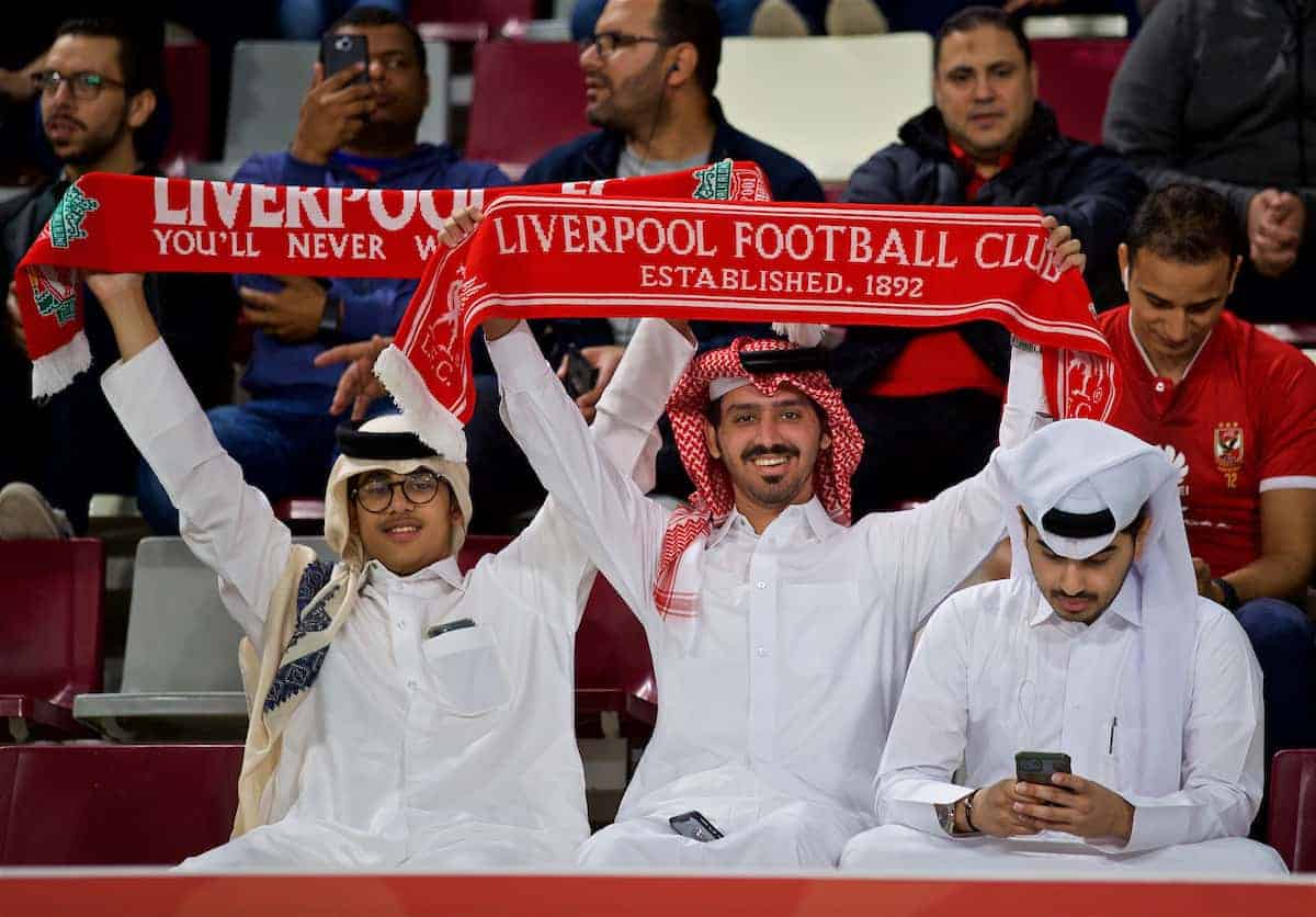 DOHA, QATAR - Wednesday, December 18, 2019: Qatari Liverpool supporters before the FIFA Club World Cup Qatar 2019 Semi-Final match between CF Monterrey and Liverpool FC at the Khalifa Stadium. (Pic by David Rawcliffe/Propaganda)