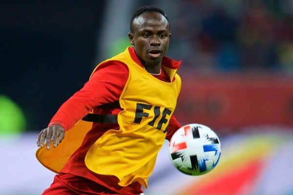 DOHA, QATAR - Wednesday, December 18, 2019: Liverpool's substitute Said Mané during the FIFA Club World Cup Qatar 2019 Semi-Final match between CF Monterrey and Liverpool FC at the Khalifa Stadium. (Pic by David Rawcliffe/Propaganda)