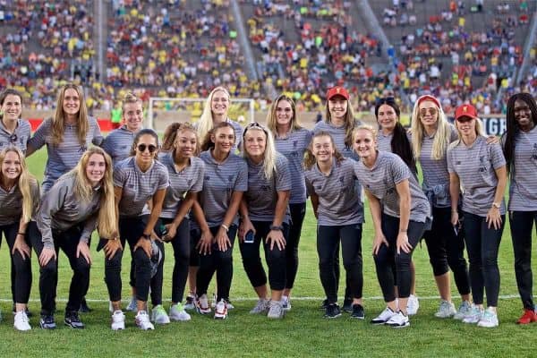 SOUTH BEND, INDIANA, USA - Friday, July 19, 2019: Liverpool Women's team pose for a team photo during a friendly match between Liverpool FC and Borussia Dortmund at the Notre Dame Stadium on day four of the club's pre-season tour of America. (Pic by David Rawcliffe/Propaganda)