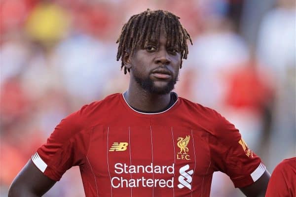 SOUTH BEND, INDIANA, USA - Friday, July 19, 2019: Liverpool's Divock Origi before a friendly match between Liverpool FC and Borussia Dortmund at the Notre Dame Stadium on day four of the club's pre-season tour of America. (Pic by David Rawcliffe/Propaganda)