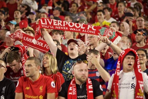 SOUTH BEND, INDIANA, USA - Friday, July 19, 2019: Liverpool supporters during a friendly match between Liverpool FC and Borussia Dortmund at the Notre Dame Stadium on day four of the club's pre-season tour of America. (Pic by David Rawcliffe/Propaganda)