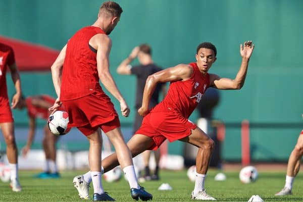 BOSTON, MASSACHUSETTS, USA - Saturday, July 20, 2019: Liverpool's Trent Alexander-Arnold during an open training session at Fenway Park ahead of a friendly against Seville on day five of the club's pre-season tour of America. (Pic by David Rawcliffe/Propaganda)