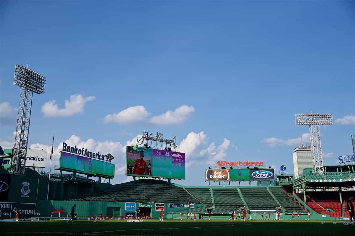 BOSTON, MASSACHUSETTS, USA - Saturday, July 20, 2019: Liverpool players during an open training session at Fenway Park ahead of a friendly against Seville on day five of the club's pre-season tour of America. (Pic by David Rawcliffe/Propaganda)