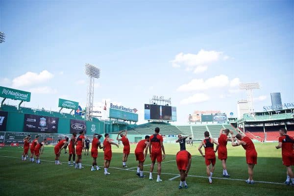 BOSTON, MASSACHUSETTS, USA - Saturday, July 20, 2019: Liverpool's xxxx during an open training session at Fenway Park ahead of a friendly against Seville on day five of the club's pre-season tour of America. (Pic by David Rawcliffe/Propaganda)