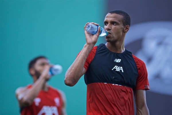 BOSTON, MASSACHUSETTS, USA - Saturday, July 20, 2019: Liverpool's Joel Matip drinks water during an open training session at Fenway Park ahead of a friendly against Seville on day five of the club's pre-season tour of America. (Pic by David Rawcliffe/Propaganda)