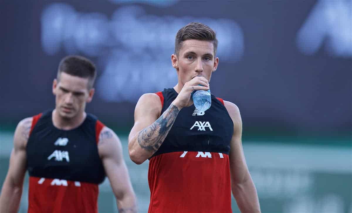 BOSTON, MASSACHUSETTS, USA - Saturday, July 20, 2019: Liverpool's Harry Wilson drinks water during an open training session at Fenway Park ahead of a friendly against Seville on day five of the club's pre-season tour of America. (Pic by David Rawcliffe/Propaganda)