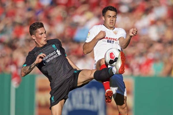 BOSTON, MASSACHUSETTS, USA - Sunday, July 21, 2019: Liverpool's Harry Wilson during a friendly against Sevilla FC at Fenway Park on day six of the club's pre-season tour of America. (Pic by David Rawcliffe/Propaganda)