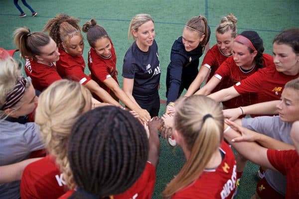 BOSTON, MASSACHUSETTS, USA - Monday, July 22, 2019: Liverpool's manager Vicky Jepson before a friendly match between Liverpool FC Women and Metropolitan Conference All Stars at Jordan Field at the Harvard Stadium on day seven of the club's pre-season tour of America. (Pic by David Rawcliffe/Propaganda)