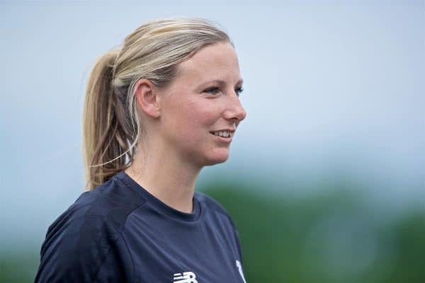 BOSTON, MASSACHUSETTS, USA - Monday, July 22, 2019: Liverpool's manager Vicky Jepson' before a friendly match between Liverpool FC Women and Metropolitan Conference All Stars at Jordan Field at the Harvard Stadium on day seven of the club's pre-season tour of America. (Pic by David Rawcliffe/Propaganda)