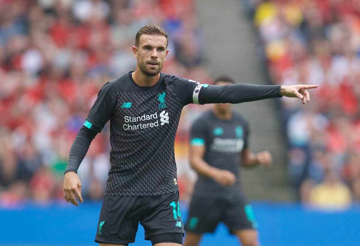 EDINBURGH, SCOTLAND - Sunday, July 28, 2019: Liverpool's captain Jordan Henderson during a pre-season friendly match between Liverpool FC and SSC Napoli at Murrayfield Stadium. (Pic by David Rawcliffe/Propaganda)