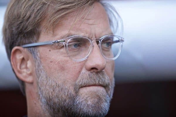 GENEVA, SWITZERLAND - Wednesday, July 31, 2019: Liverpool's manager Jürgen Klopp before a pre-season friendly match between Liverpool FC and Olympique Lyonnais at Stade de Genève. (Pic by David Rawcliffe/Propaganda)