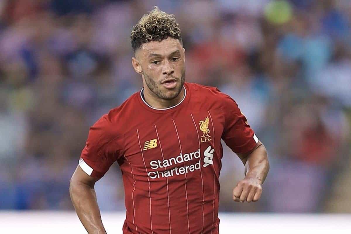 GENEVA, SWITZERLAND - Wednesday, July 31, 2019: Liverpool's Alex Oxlade-Chamberlain during a pre-season friendly match between Liverpool FC and Olympique Lyonnais at Stade de Genève. (Pic by David Rawcliffe/Propaganda)