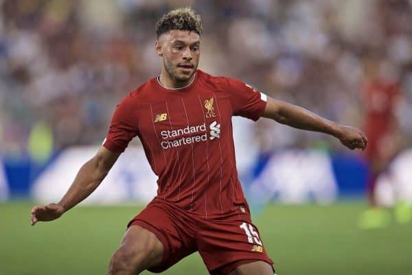 GENEVA, SWITZERLAND - Wednesday, July 31, 2019: Liverpool's Alex Oxlade-Chamberlain during a pre-season friendly match between Liverpool FC and Olympique Lyonnais at Stade de Genève. (Pic by David Rawcliffe/Propaganda)