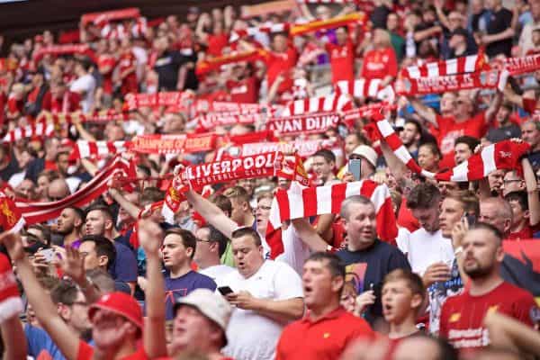 LONDON, ENGLAND - Sunday, August 4, 2019: Liverpool supporters during the FA Community Shield match between Manchester City FC and Liverpool FC at Wembley Stadium. (Pic by David Rawcliffe/Propaganda)