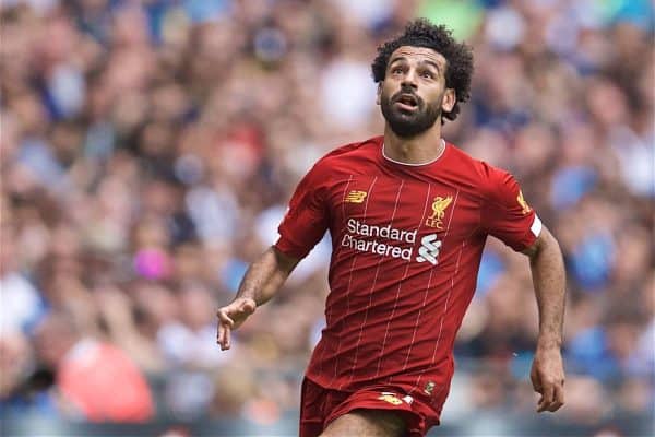 LONDON, ENGLAND - Sunday, August 4, 2019: Liverpool's Mohamed Salah during the FA Community Shield match between Manchester City FC and Liverpool FC at Wembley Stadium. (Pic by David Rawcliffe/Propaganda)