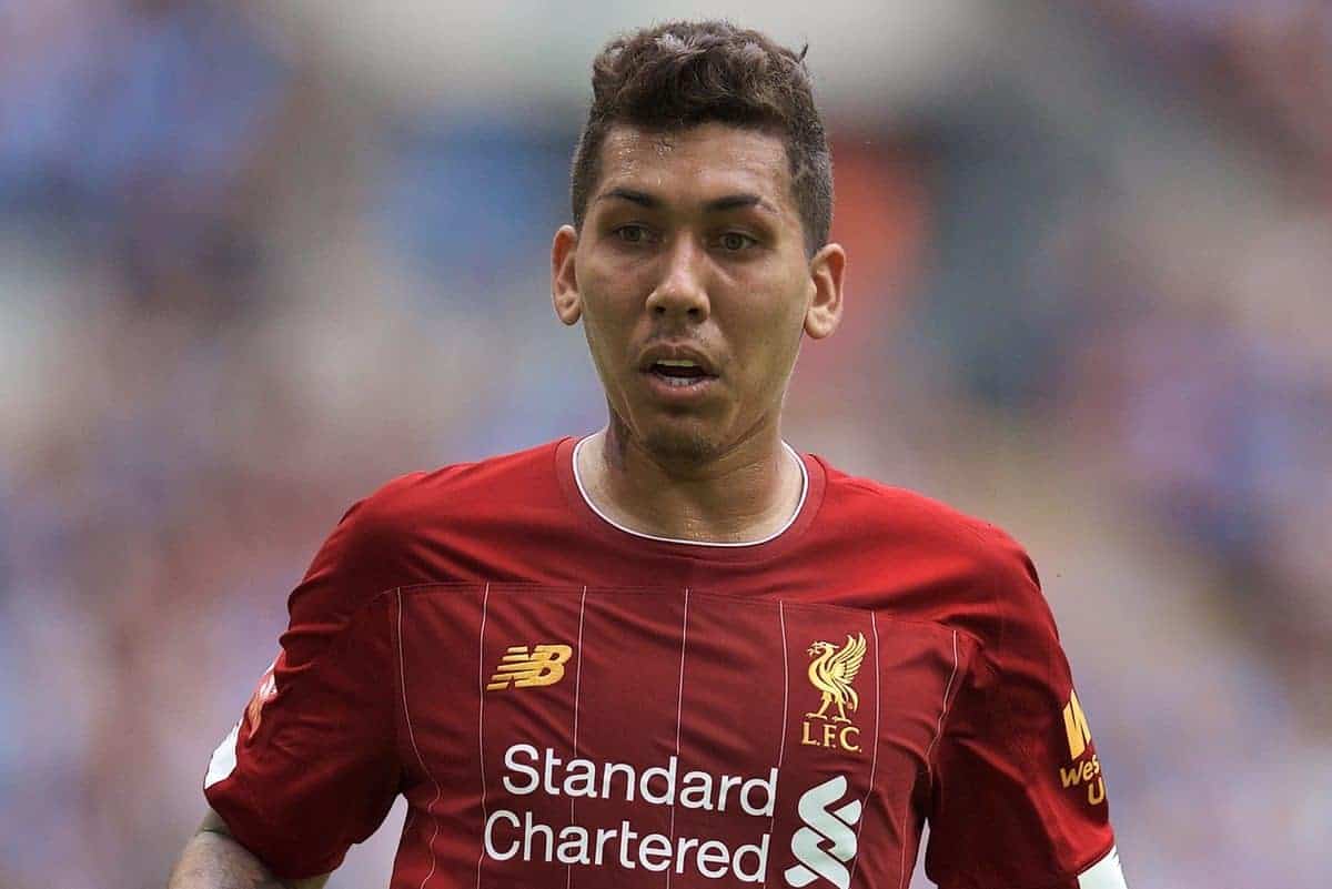 LONDON, ENGLAND - Sunday, August 4, 2019: Liverpool's Roberto Firmino during the FA Community Shield match between Manchester City FC and Liverpool FC at Wembley Stadium. (Pic by David Rawcliffe/Propaganda)