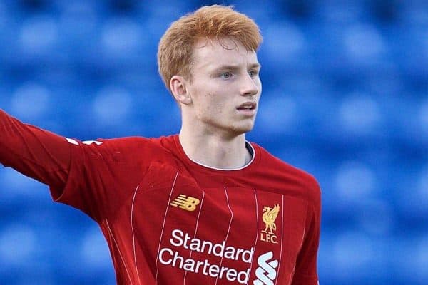 OLDHAM, ENGLAND - Wednesday, August 7, 2019: Liverpool's Sepp van den Berg during the English Football League Trophy Northern Group B match between Oldham Athletic AFC and Liverpool FC at Boundary Park. (Pic by David Rawcliffe/Propaganda)