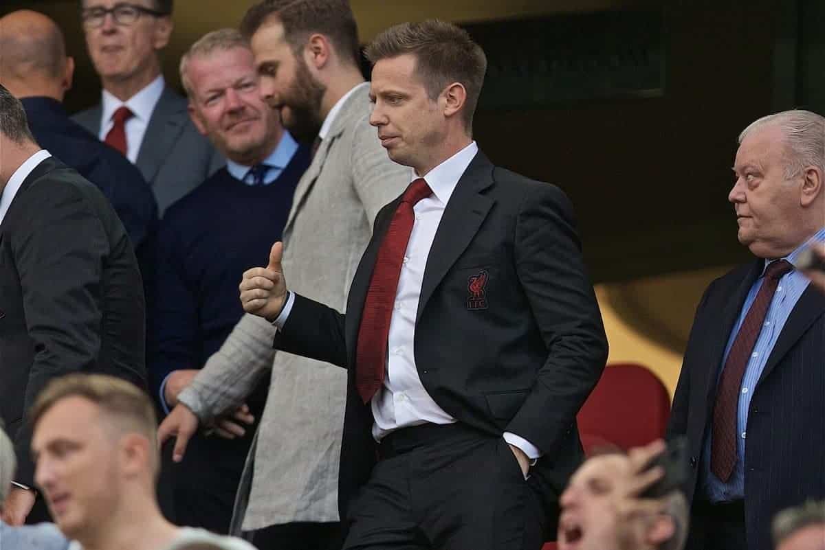 LIVERPOOL, ENGLAND - Friday, August 9, 2019: Liverpool's Director of Football Michael Edwards during the opening FA Premier League match of the season between Liverpool FC and Norwich City FC at Anfield. (Pic by David Rawcliffe/Propaganda)