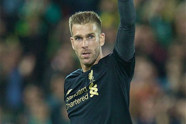 LIVERPOOL, ENGLAND - Friday, August 9, 2019: Liverpool's goalkeeper Adrián San Miguel del Castillo applauds the supporters after the opening FA Premier League match of the season between Liverpool FC and Norwich City FC at Anfield. Liverpool won 4-1. (Pic by David Rawcliffe/Propaganda)