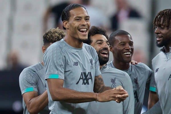 ISTANBUL, TURKEY - Tuesday, August 13, 2019: Liverpool's Virgil van Dijk during a training session ahead of the UEFA Super Cup match between Liverpool FC and Chelsea FC at Besiktas Park. (Pic by David Rawcliffe/Propaganda)