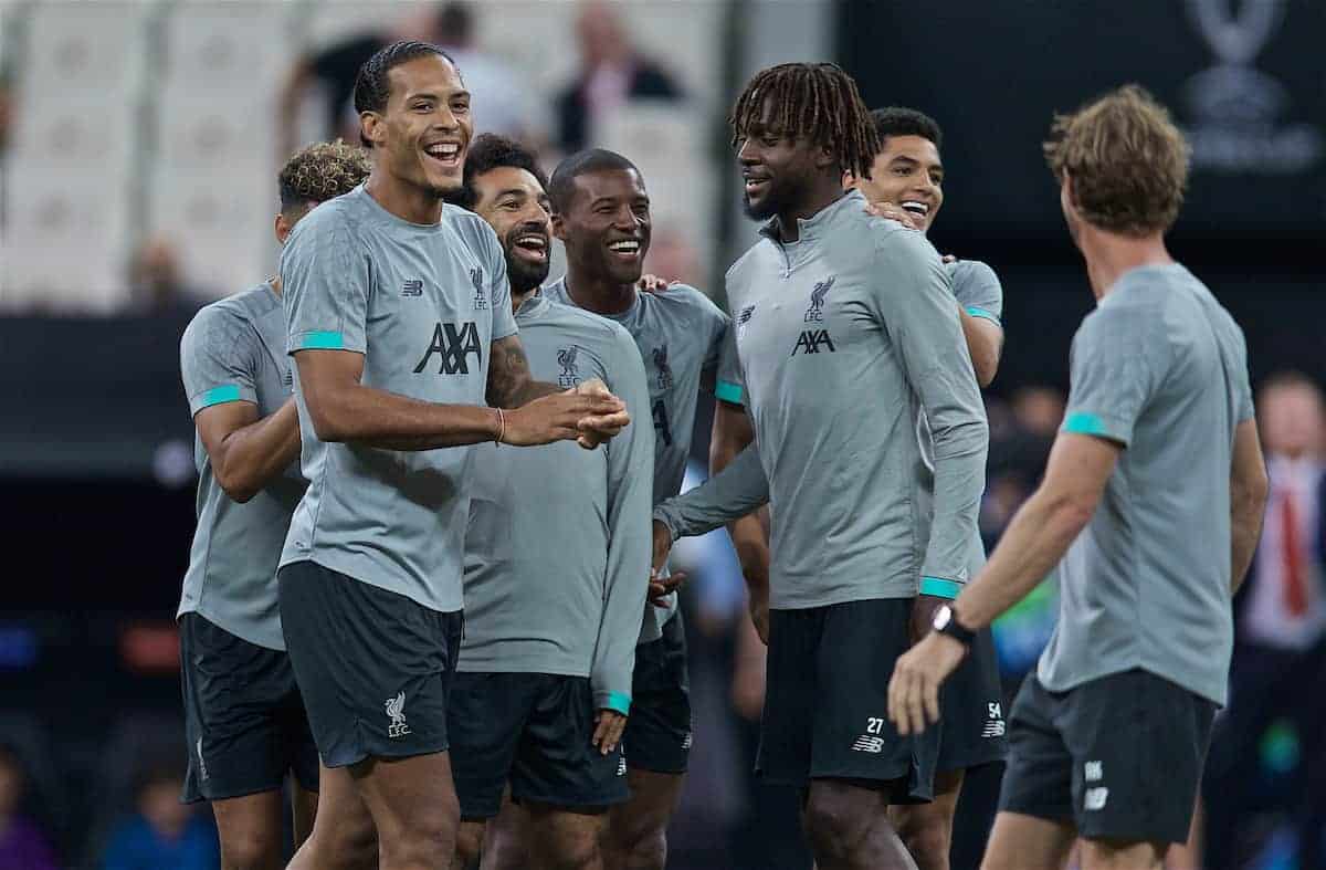 ISTANBUL, TURKEY - Tuesday, August 13, 2019: Liverpool's Virgil van Dijk during a training session ahead of the UEFA Super Cup match between Liverpool FC and Chelsea FC at Besiktas Park. (Pic by David Rawcliffe/Propaganda)