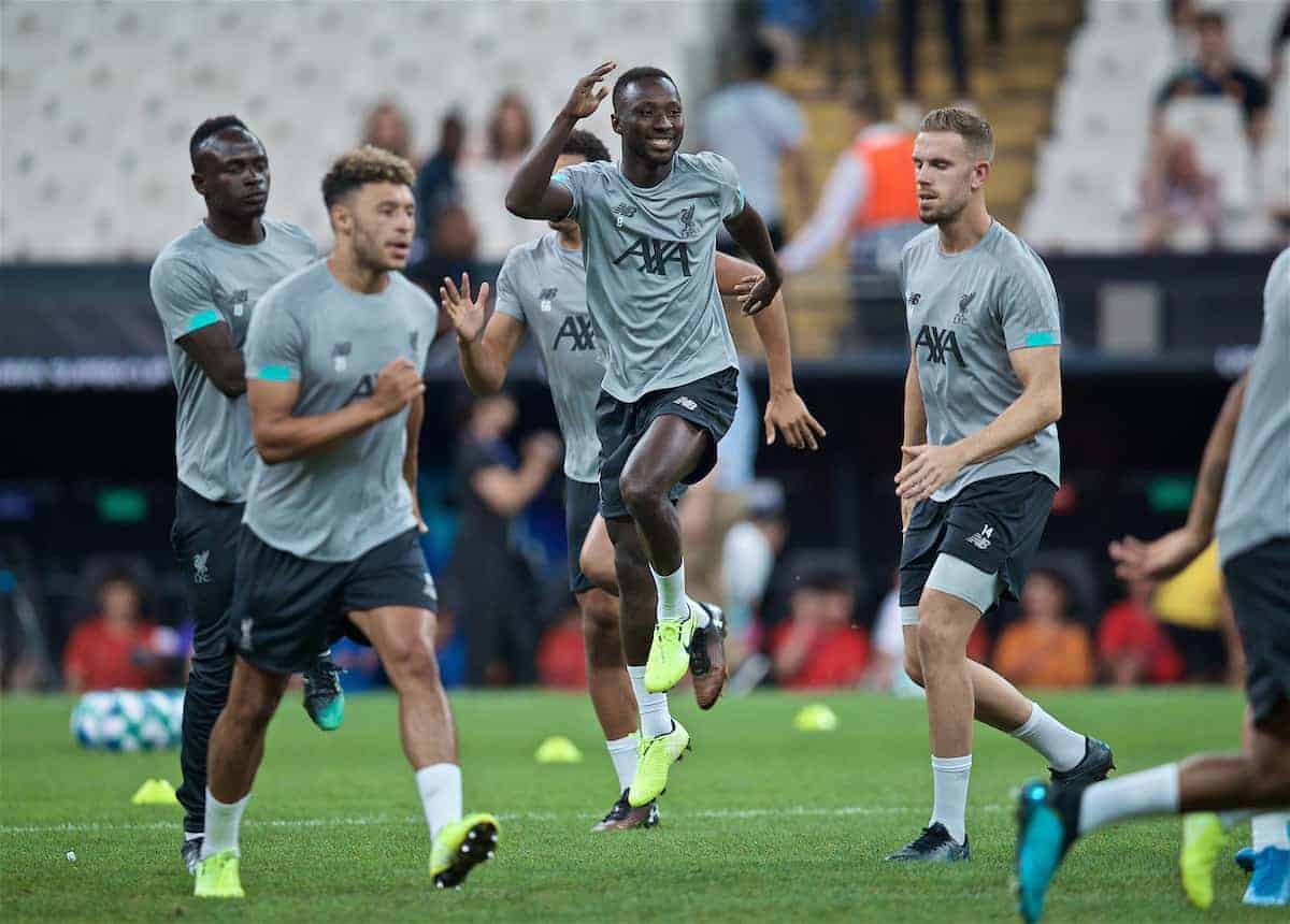 ISTANBUL, TURKEY - Tuesday, August 13, 2019: Liverpool's Naby Keita during a training session ahead of the UEFA Super Cup match between Liverpool FC and Chelsea FC at Besiktas Park. (Pic by David Rawcliffe/Propaganda)