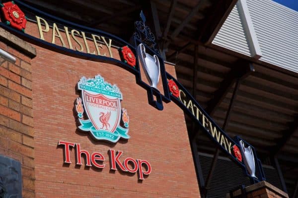 LIVERPOOL, ENGLAND - Saturday, August 24, 2019: The Paisley Gateway outside Liverpool's Spion Kop pictured before the FA Premier League match between Liverpool FC and Arsenal FC. (Pic by David Rawcliffe/Propaganda)