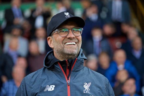 BURNLEY, ENGLAND - Saturday, August 31, 2019: Liverpool's manager Jürgen Klopp before the FA Premier League match between Burnley FC and Liverpool FC at Turf Moor. (Pic by David Rawcliffe/Propaganda)