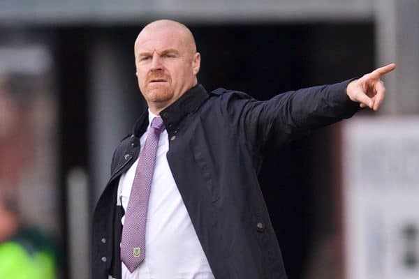 BURNLEY, ENGLAND - Saturday, August 31, 2019: Burnley's manager Sean Dyche reacts during the FA Premier League match between Burnley FC and Liverpool FC at Turf Moor. (Pic by David Rawcliffe/Propaganda)