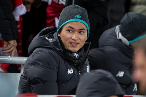 LIVERPOOL, ENGLAND - Thursday, January 2, 2020: Liverpool's new signing Japan international Takumi Minamino before the FA Premier League match between Liverpool FC and Sheffield United FC at Anfield. (Pic by David Rawcliffe/Propaganda)