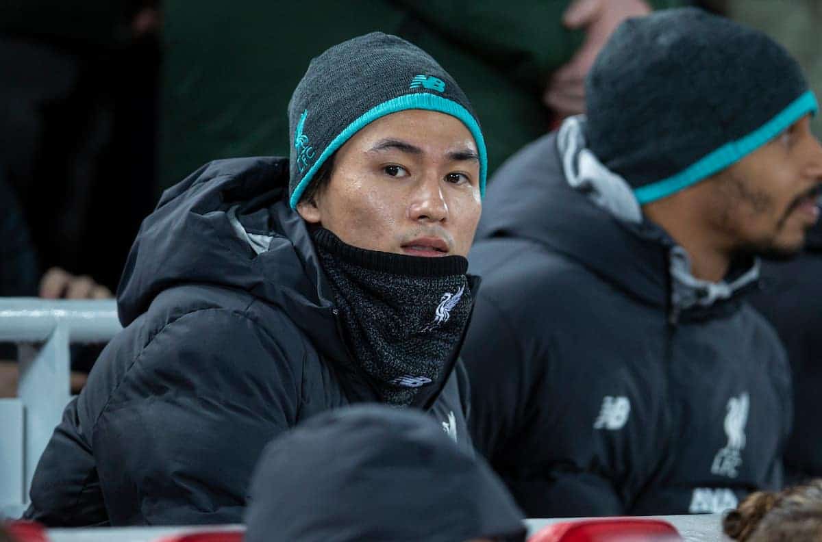 LIVERPOOL, ENGLAND - Thursday, January 2, 2020: Liverpool's new signing Japan international Takumi Minamino before the FA Premier League match between Liverpool FC and Sheffield United FC at Anfield. (Pic by David Rawcliffe/Propaganda)