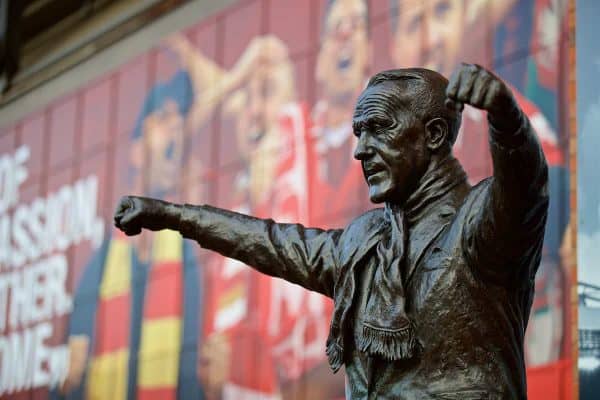 LIVERPOOL, ENGLAND - Sunday, January 5, 2020: A statue of Bill Shankly pictured before the FA Cup 3rd Round match between Liverpool FC and Everton FC, the 235th Merseyside Derby, at Anfield. (Pic by David Rawcliffe/Propaganda)