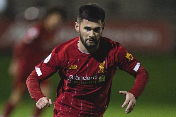 LIVERPOOL, ENGLAND - Wednesday, January 8, 2020: Liverpool's Joe Hardy during the Premier League International Cup match between Liverpool FC and Athletic Club Bilbao at the Liverpool Academy. (Pic by David Rawcliffe/Propaganda)