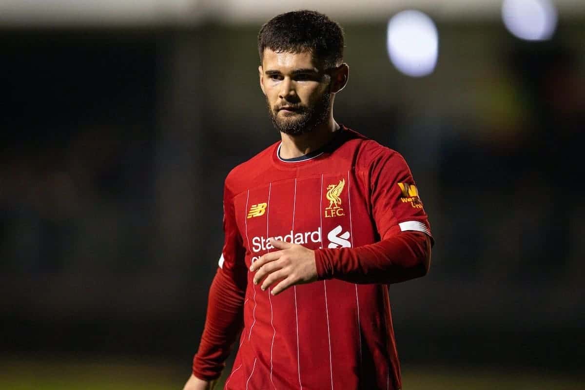 LIVERPOOL, ENGLAND - Wednesday, January 8, 2020: Liverpool's Joe Hardy during the Premier League International Cup match between Liverpool FC and Athletic Club Bilbao at the Liverpool Academy. (Pic by David Rawcliffe/Propaganda)