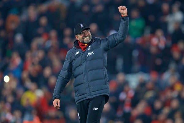 LIVERPOOL, ENGLAND - Sunday, January 19, 2020: Liverpool's xxxx during the FA Premier League match between Liverpool FC and Manchester United FC at Anfield. (Pic by David Rawcliffe/Propaganda)