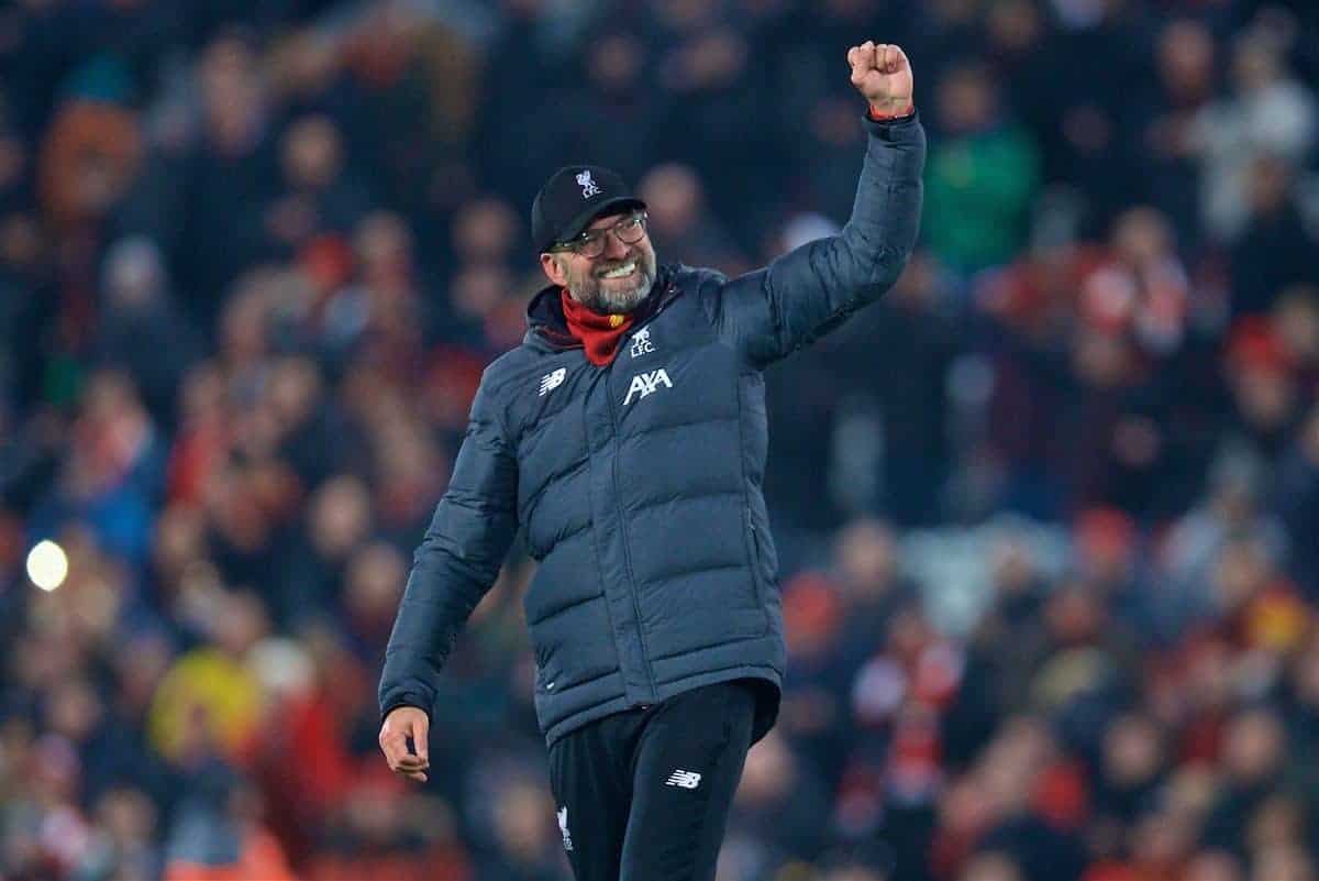 LIVERPOOL, ENGLAND - Sunday, January 19, 2020: Liverpool's xxxx during the FA Premier League match between Liverpool FC and Manchester United FC at Anfield. (Pic by David Rawcliffe/Propaganda)