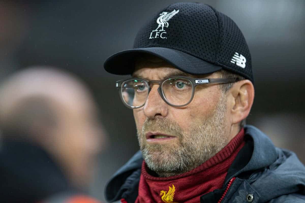 WOLVERHAMPTON, ENGLAND - Thursday, January 23, 2020: Liverpool's manager Jürgen Klopp before the FA Premier League match between Wolverhampton Wanderers FC and Liverpool FC at Molineux Stadium. (Pic by David Rawcliffe/Propaganda)