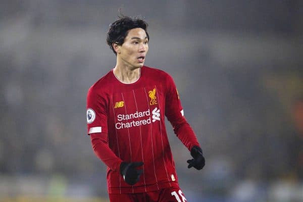 WOLVERHAMPTON, ENGLAND - Thursday, January 23, 2020: Liverpool's Takumi Minamino during the FA Premier League match between Wolverhampton Wanderers FC and Liverpool FC at Molineux Stadium. (Pic by David Rawcliffe/Propaganda)