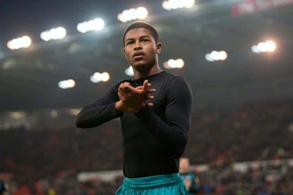 STOKE-ON-TRENT, ENGLAND - Saturday, January 25, 2020: Swansea City's Rhian Brewster applauds the supporters after the Football League Championship match between Stoke City FC and Swansea City FC at the Britannia Stadium. Swansea City lost 1-0. (Pic by David Rawcliffe/Propaganda)