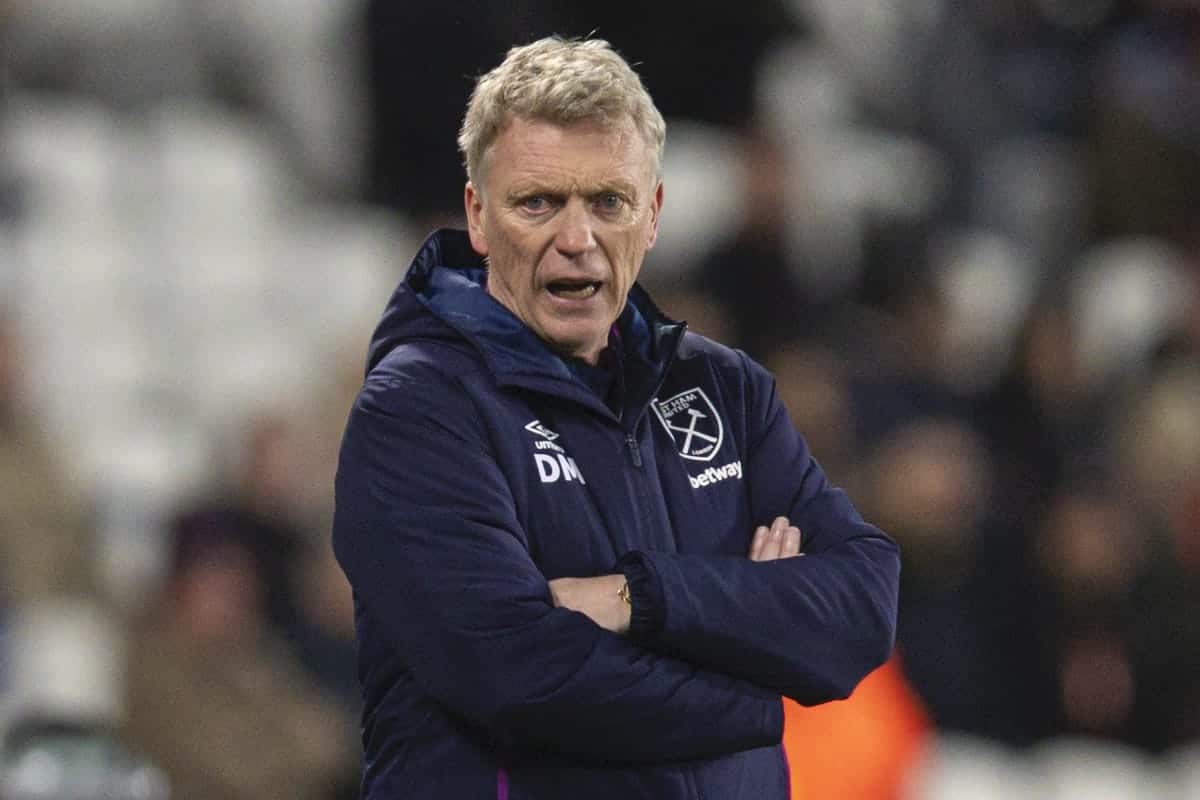 LONDON, ENGLAND - Wednesday, January 29, 2020: West Ham United's manager David Moyes during the FA Premier League match between West Ham United FC and Liverpool FC at the London Stadium. (Pic by David Rawcliffe/Propaganda)