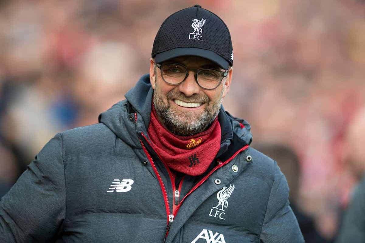LIVERPOOL, ENGLAND - Saturday, February 1, 2020: Liverpool's manager Jürgen Klopp before the FA Premier League match between Liverpool FC and Southampton FC at Anfield. (Pic by David Rawcliffe/Propaganda)