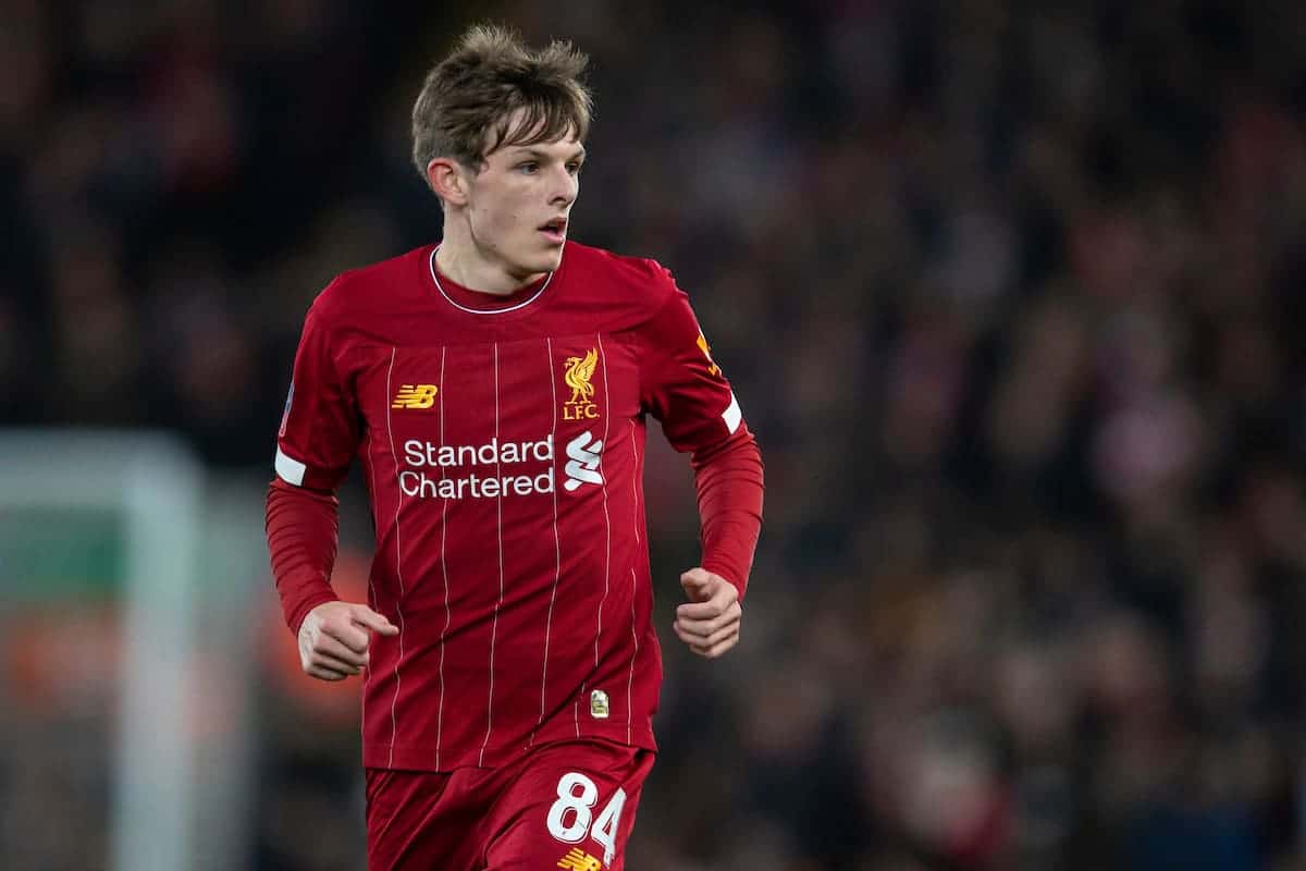 LIVERPOOL, ENGLAND - Tuesday, February 4, 2020: Liverpool's Leighton Clarkson during the FA Cup 4th Round Replay match between Liverpool FC and Shrewsbury Town at Anfield. (Pic by David Rawcliffe/Propaganda)