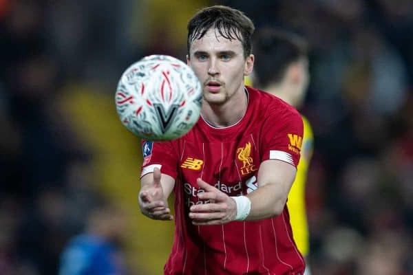 LIVERPOOL, ENGLAND - Tuesday, February 4, 2020: Liverpool's Liam Millar during the FA Cup 4th Round Replay match between Liverpool FC and Shrewsbury Town at Anfield. (Pic by David Rawcliffe/Propaganda)