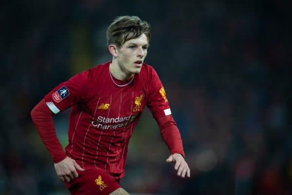 LIVERPOOL, ENGLAND - Tuesday, February 4, 2020: Liverpool's Leighton Clarkson during the FA Cup 4th Round Replay match between Liverpool FC and Shrewsbury Town at Anfield. (Pic by David Rawcliffe/Propaganda)