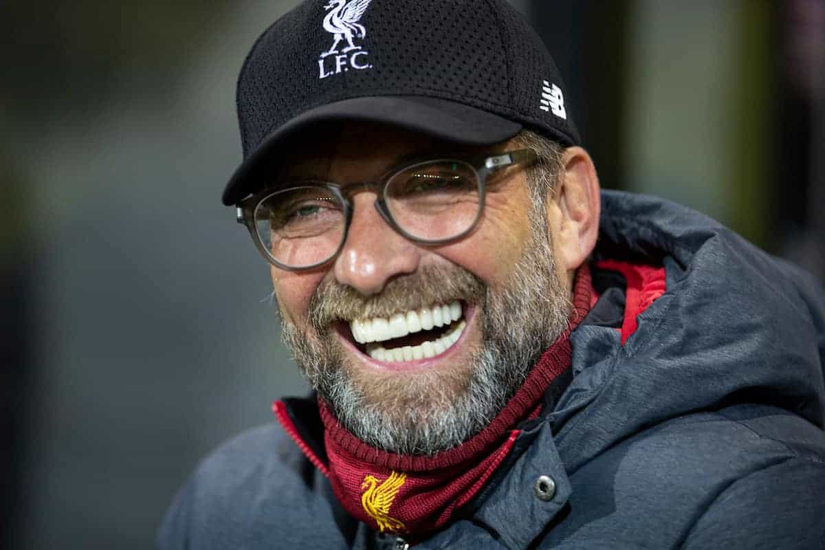 NORWICH, ENGLAND - Saturday, February 15, 2020: Liverpool's manager Jürgen Klopp before the FA Premier League match between Norwich City FC and Liverpool FC at Carrow Road. (Pic by David Rawcliffe/Propaganda)