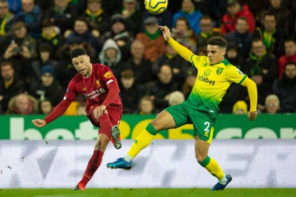 NORWICH, ENGLAND - Saturday, February 15, 2020: Liverpool's Alex Oxlade-Chamberlain during the FA Premier League match between Norwich City FC and Liverpool FC at Carrow Road. (Pic by David Rawcliffe/Propaganda)