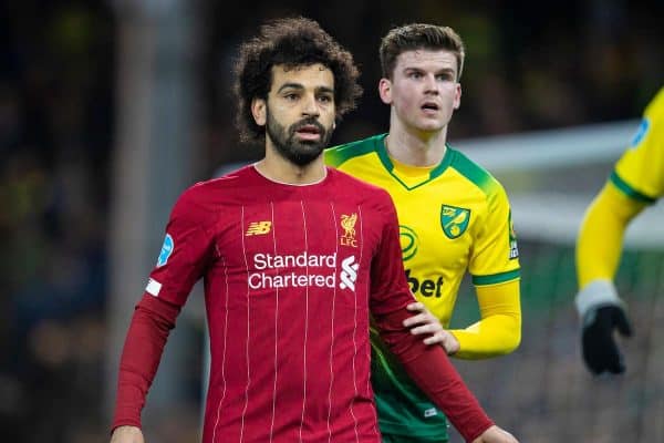 NORWICH, ENGLAND - Saturday, February 15, 2020: Liverpool's Mohamed Salah during the FA Premier League match between Norwich City FC and Liverpool FC at Carrow Road. (Pic by David Rawcliffe/Propaganda)