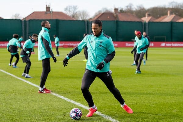 LIVERPOOL, ENGLAND - Monday, February 17, 2020: Liverpool's Virgil van Dijk during a training session at Melwood Training Ground ahead of the UEFA Champions League Round of 16 1st Leg match between Club Atlético de Madrid and Liverpool FC. (Pic by Paul Greenwood/Propaganda)