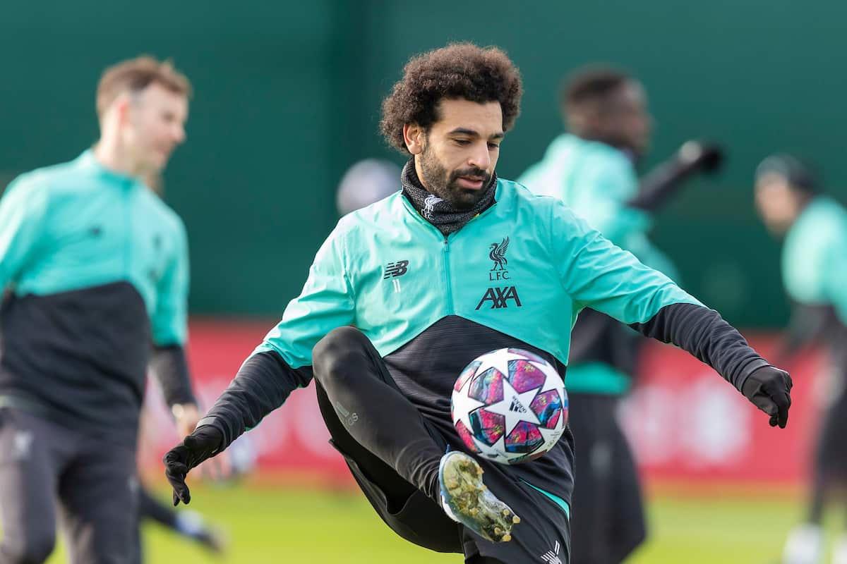 LIVERPOOL, ENGLAND - Monday, February 17, 2020: Liverpool's Mohamed Salah during a training session at Melwood Training Ground ahead of the UEFA Champions League Round of 16 1st Leg match between Club Atlético de Madrid and Liverpool FC. (Pic by Paul Greenwood/Propaganda)